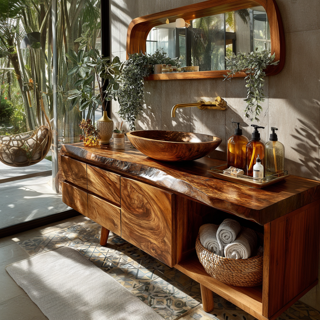 Verdanis Live Edge Solid Wood Freestanding Bathroom Vanity with Drawers - Timberustic Freestanding Bathroom Vanity with Drawers