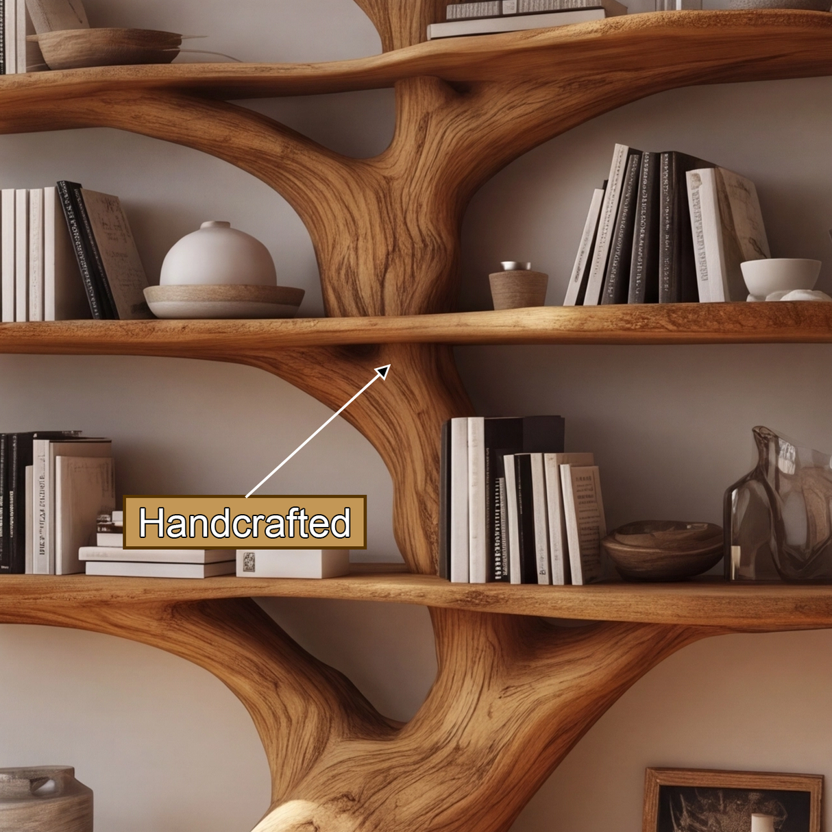 Verdanova Sculpted Solid Wood Tree Bookshelf - Timberustic Tree Bookshelf