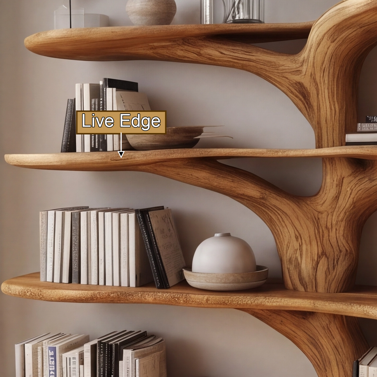 Verdanova Sculpted Solid Wood Tree Bookshelf - Timberustic Tree Bookshelf