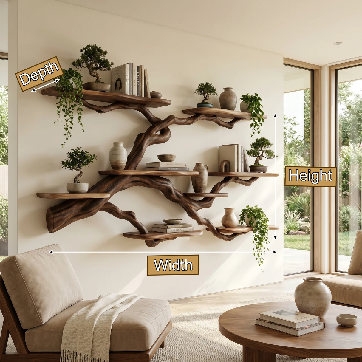 Verdantridge Handcrafted Solid Wood Floating Tree Bookshelf