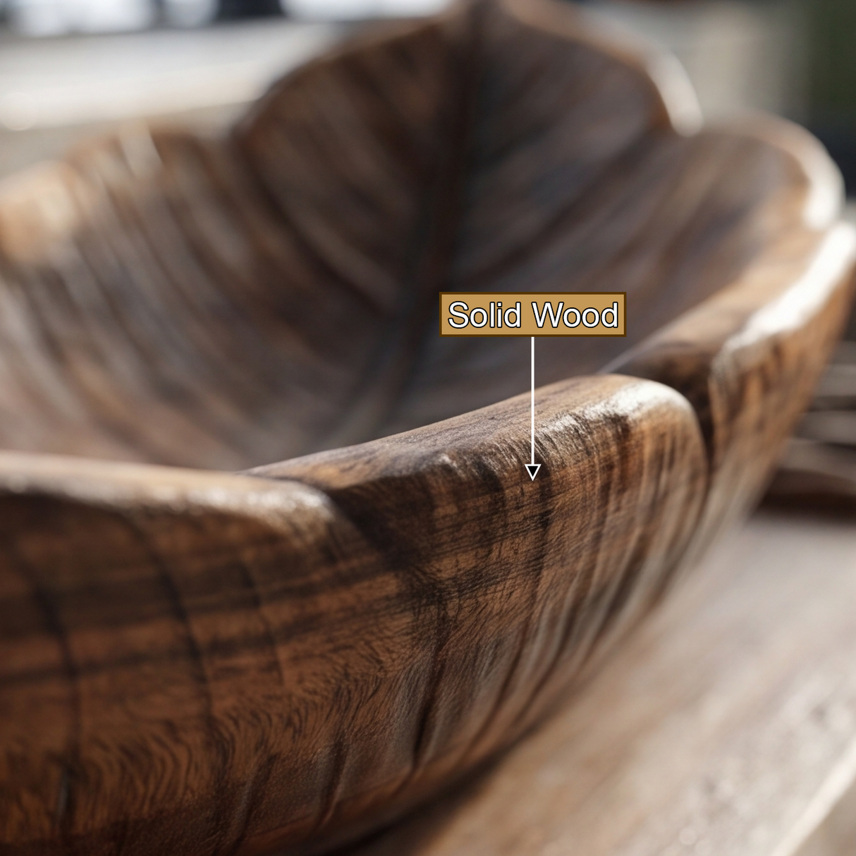 Verdelis Handcrafted Solid Wood Leaf Vessel Sink