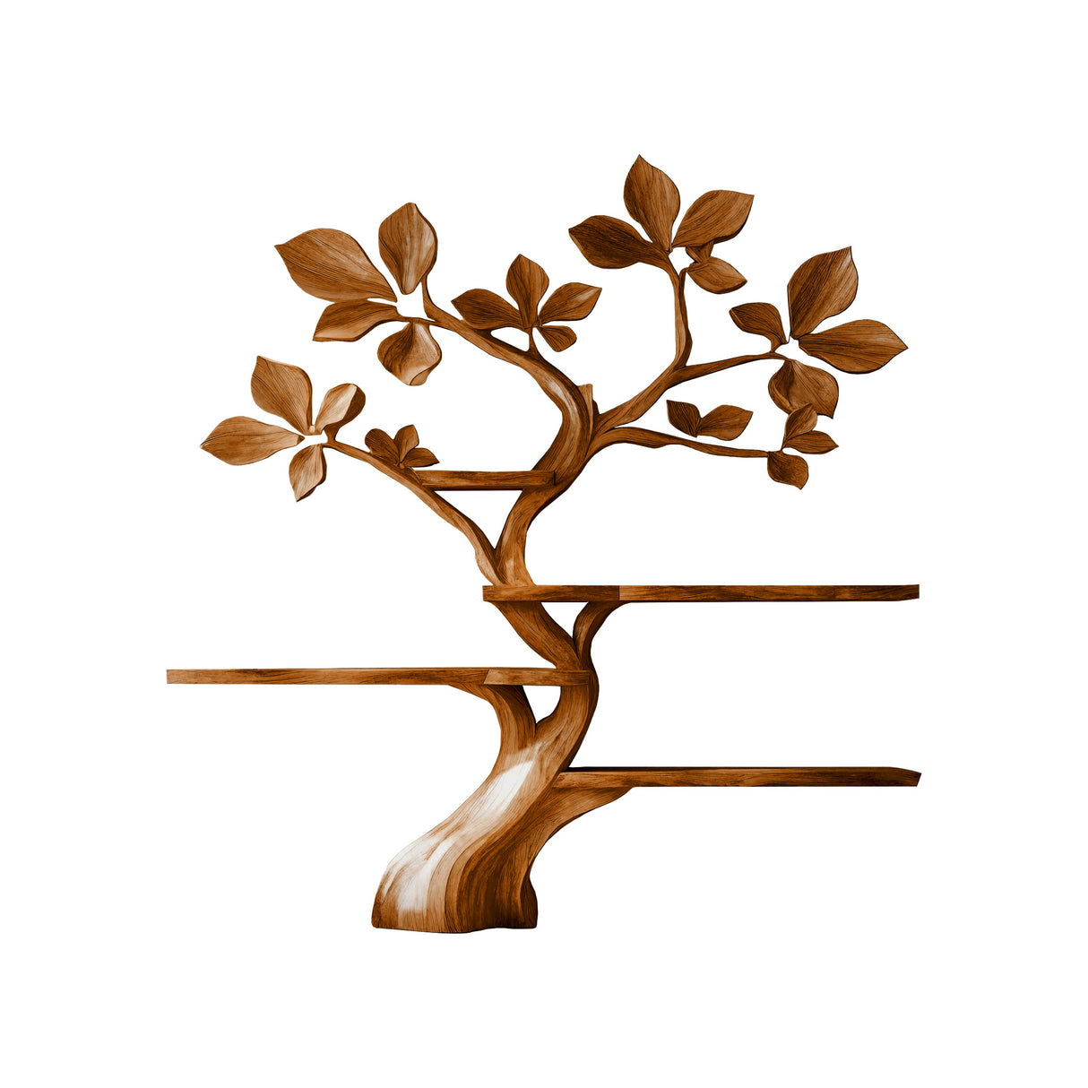 Verdelume Handcrafted Leaf-Branch Wooden Tree Bookshelf