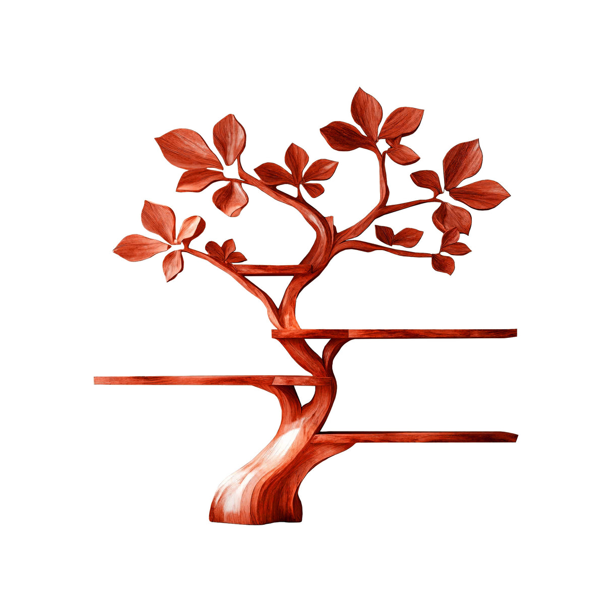 Verdelume Handcrafted Leaf-Branch Wooden Tree Bookshelf Mahogany - Timberustic Tree Bookshelf