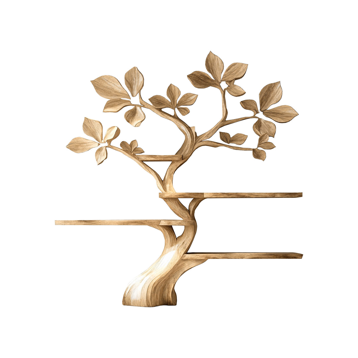 Verdelume Handcrafted Leaf-Branch Wooden Tree Bookshelf Natural Oak - Timberustic Tree Bookshelf