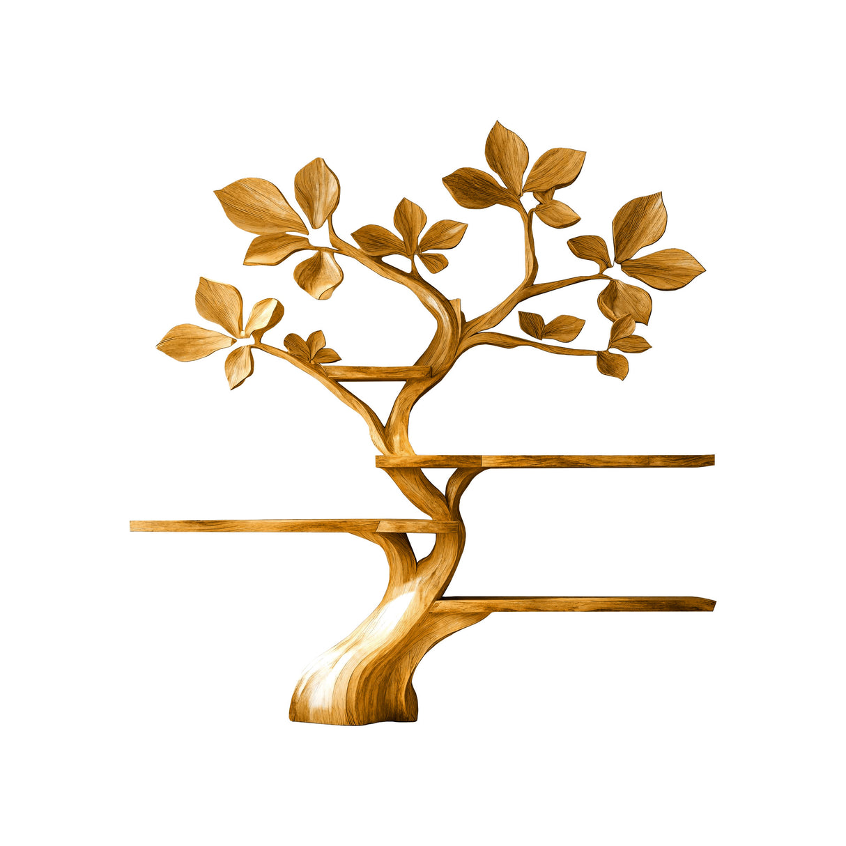 Verdelume Handcrafted Leaf-Branch Wooden Tree Bookshelf Teak - Timberustic Tree Bookshelf