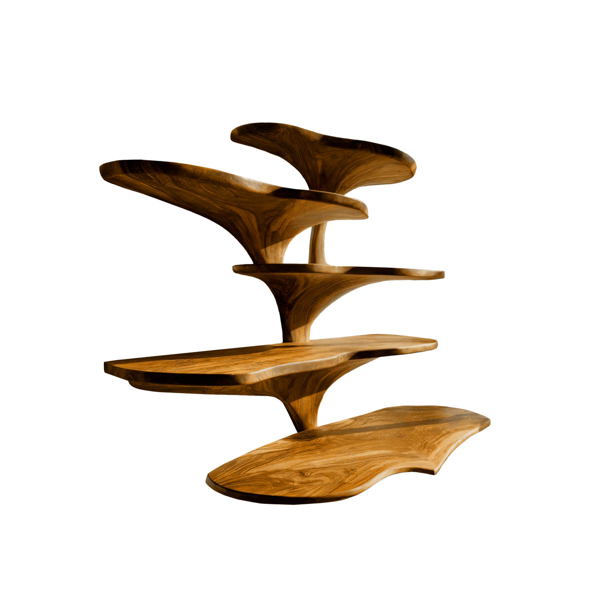 Verdena Sculpted Solid Wood Floating Kitchen Shelf Teak - Timberustic Floating Kitchen Shelf