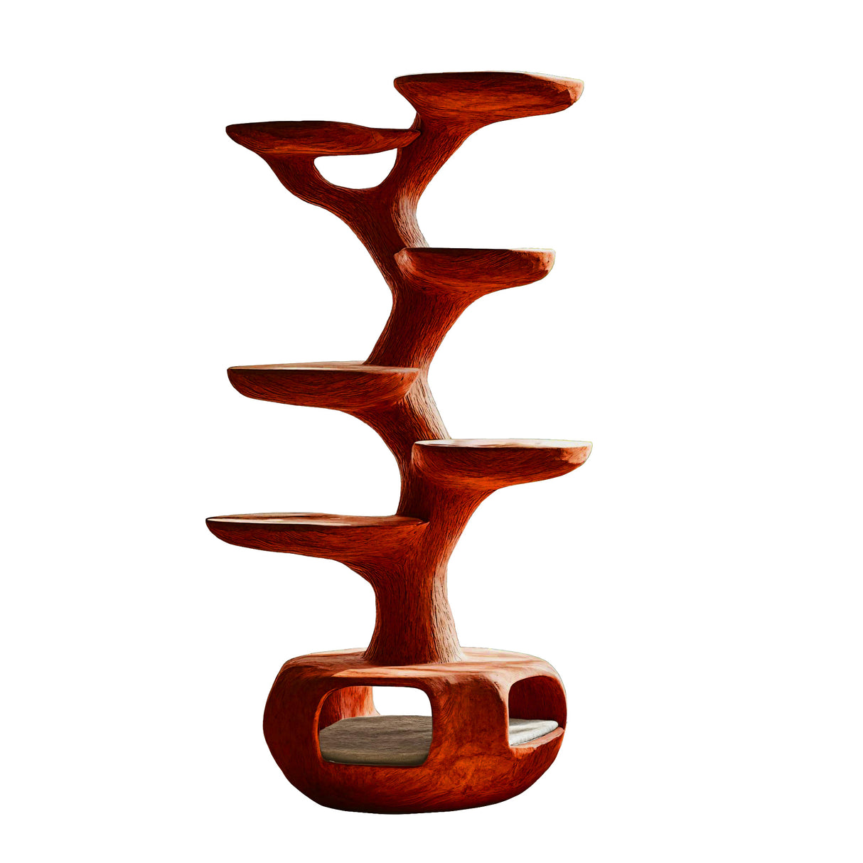 Vertis Sculpted Solid Wood Tree-Inspired Cat Tree Shelf Mahogany - Timberustic Tree-Inspired Cat Tree Shelf