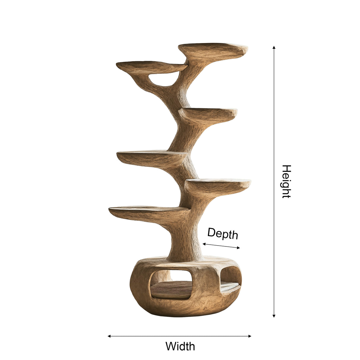 Vertis Sculpted Solid Wood Tree-Inspired Cat Tree Shelf - Timberustic Tree-Inspired Cat Tree Shelf