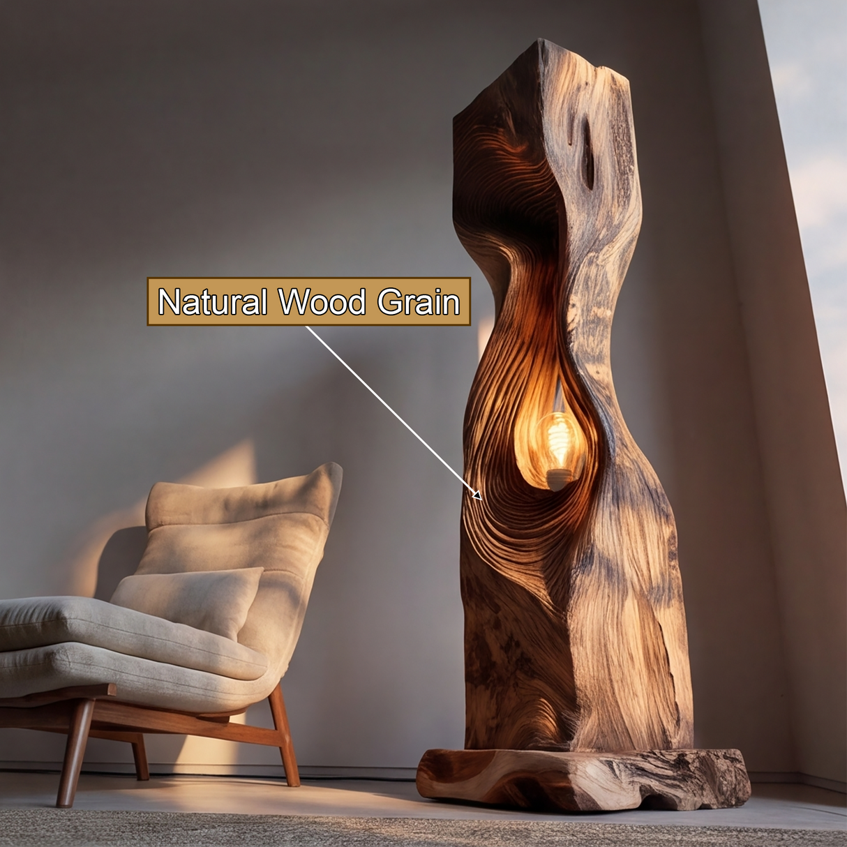 Veylora Sculpted Solid Wood Floor Lamp - Timberustic Floor Lamp