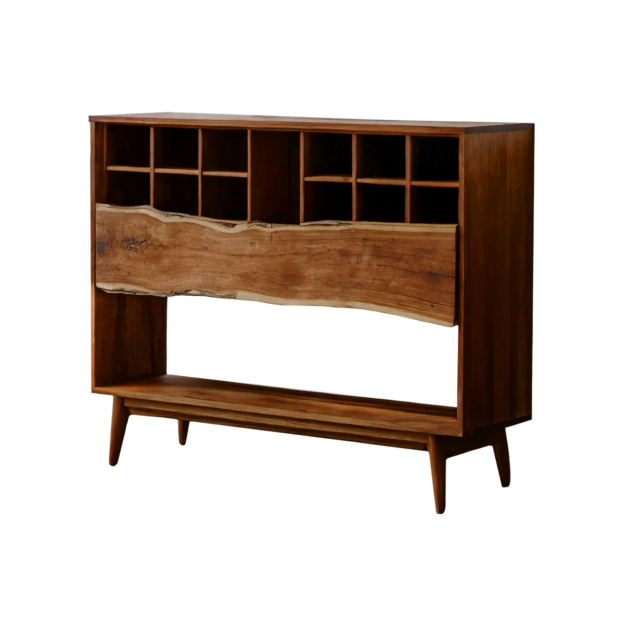 Veyra Live Edge Solid Wood Wine Rack Cabinet