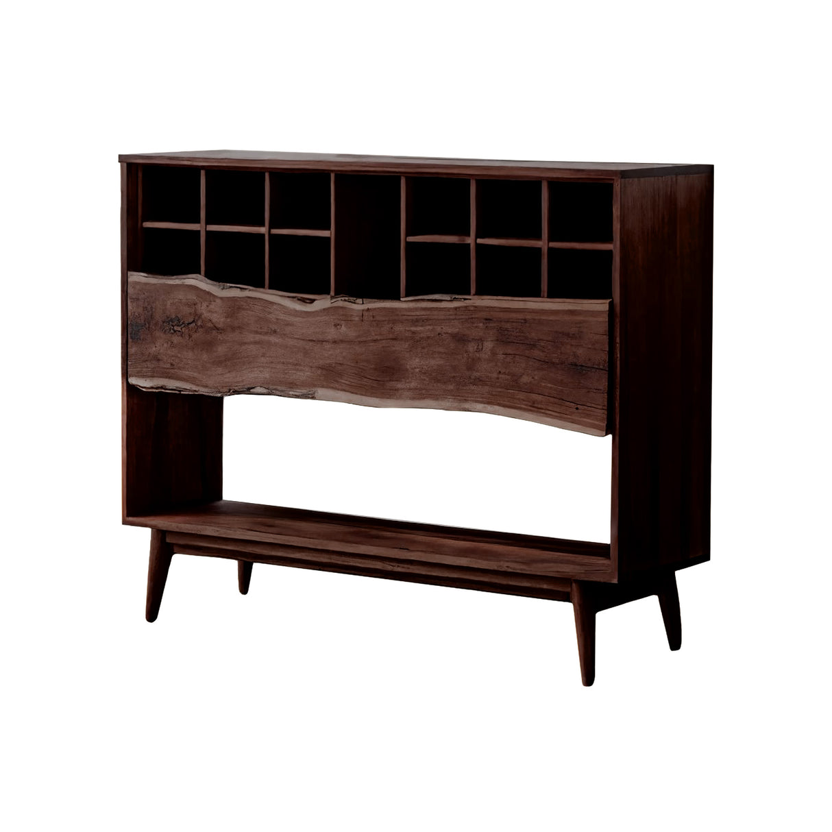 Veyra Live Edge Solid Wood Wine Rack Cabinet