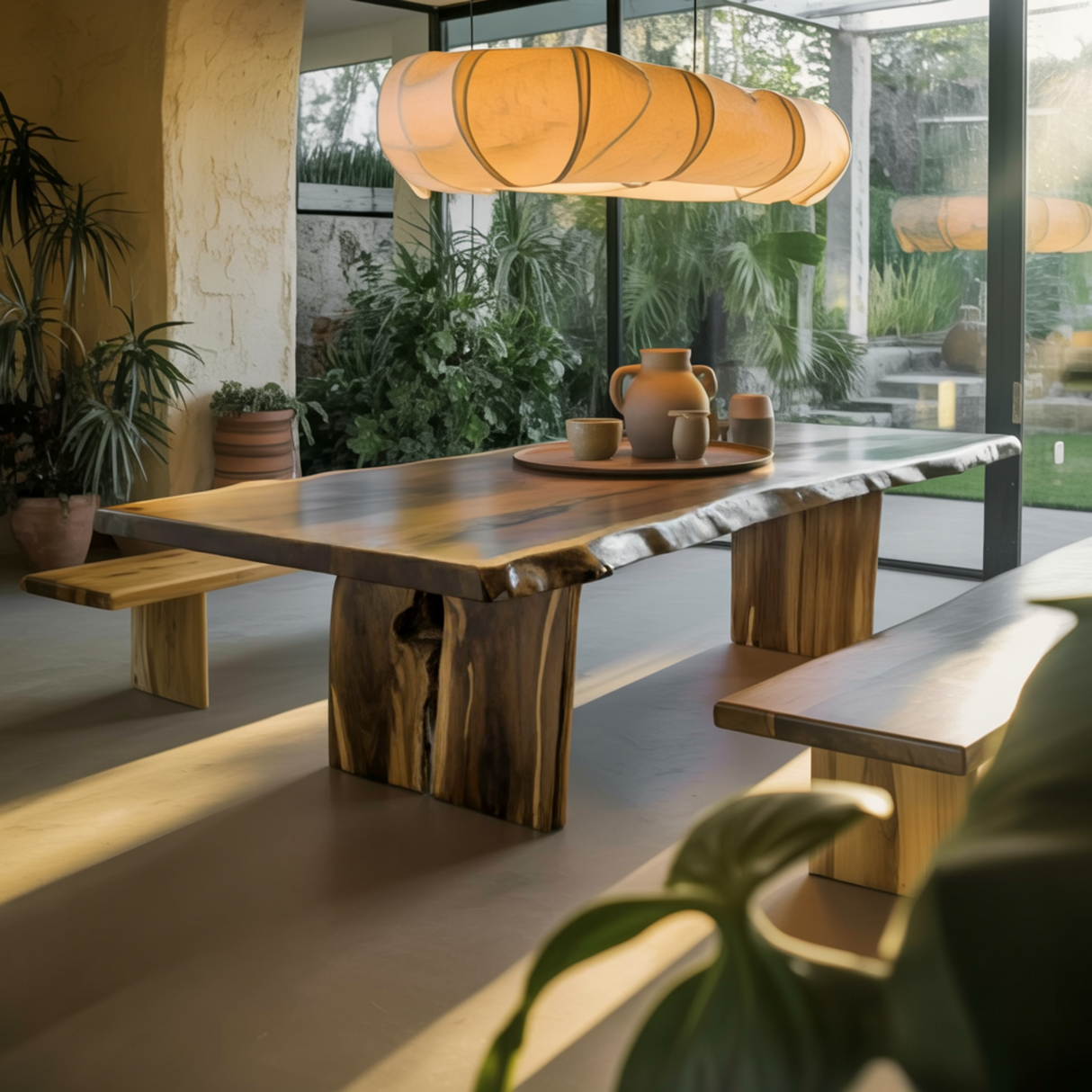 Veyra Organic Modern Sculptural Solid Wood Dining Table