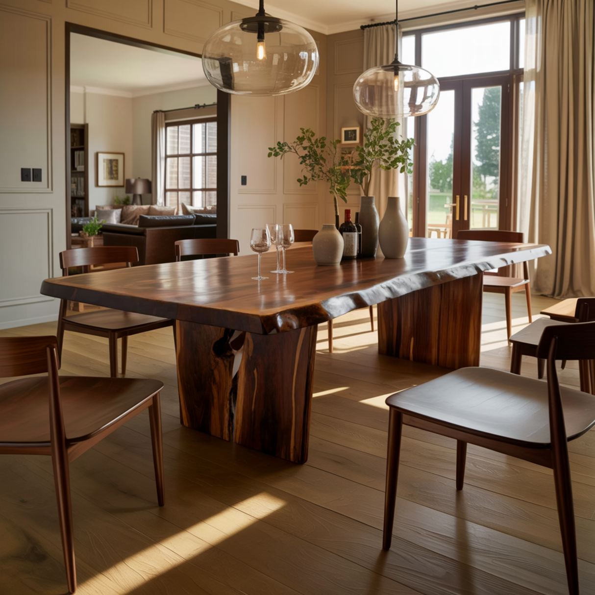 Veyra Organic Modern Sculptural Solid Wood Dining Table