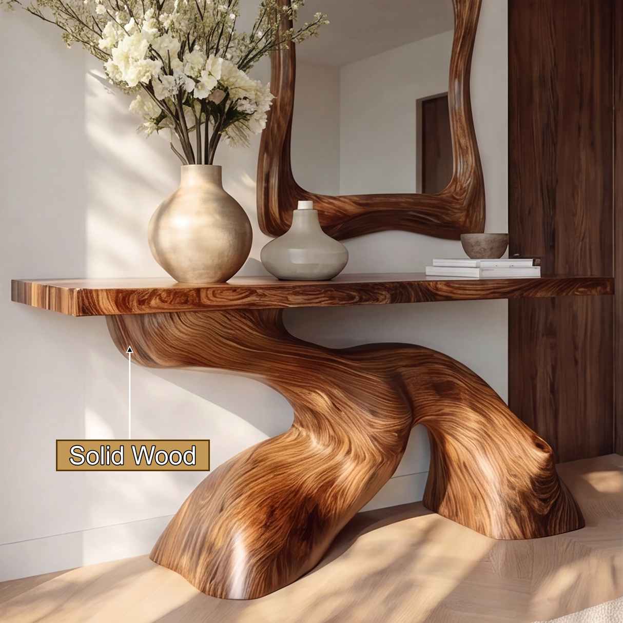 Veyrona Sculpted Solid Wood Console Table - Timberustic Console Table