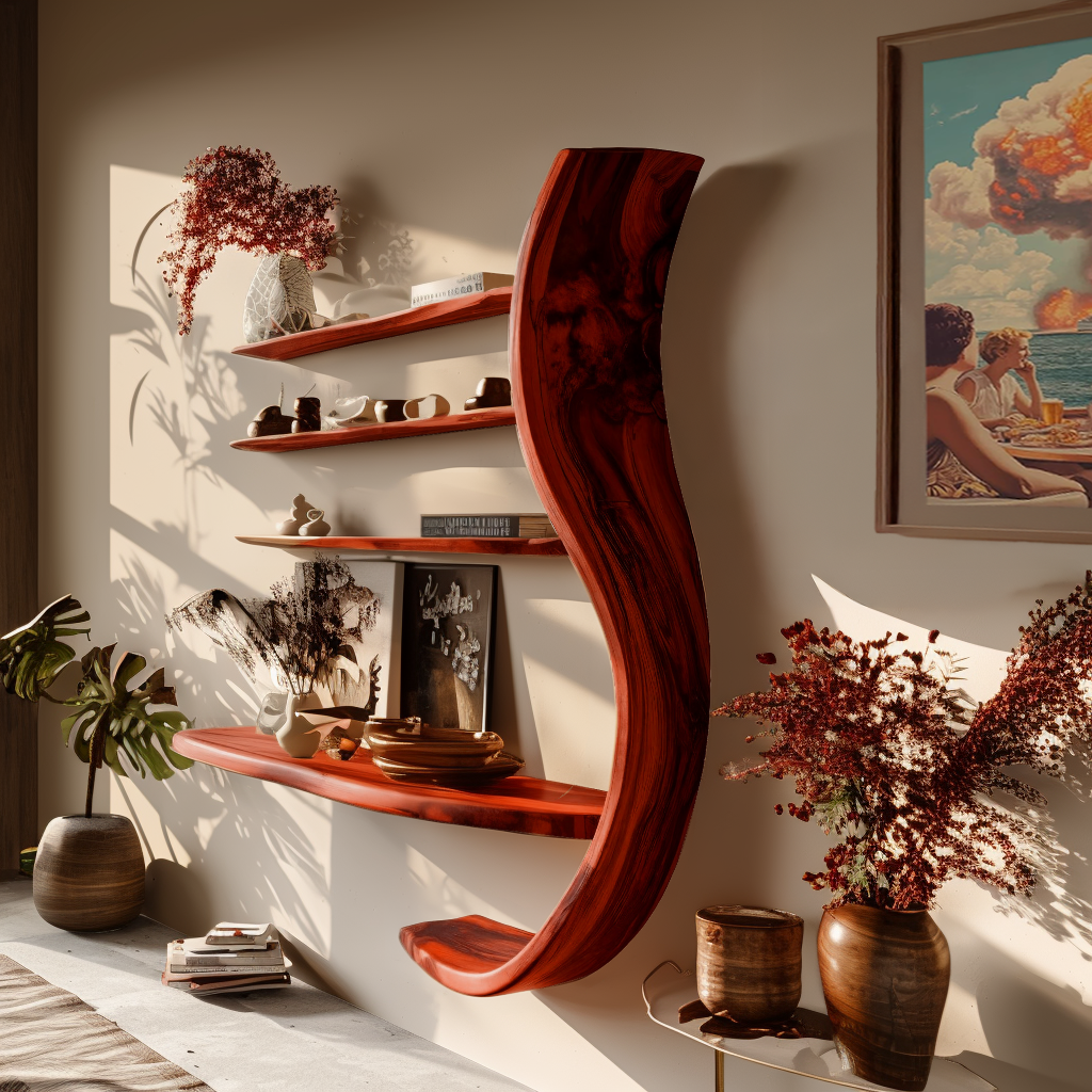 Virel Curve Solid Wood Floating Display Shelf - Timberustic Display Shelf