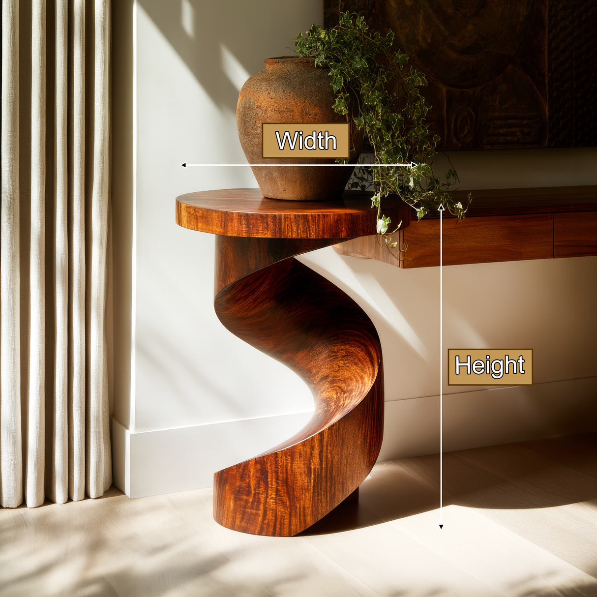 Virel Fluid Twist Solid Wood Pedestal Stand - Timberustic Pedestal Stand