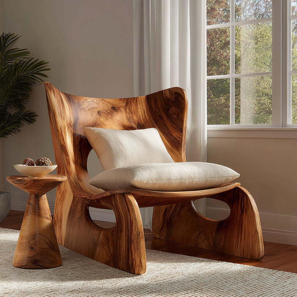 Virel Hollow Sculpted Solid Wood Lounge Chair - Timberustic Lounge Chair