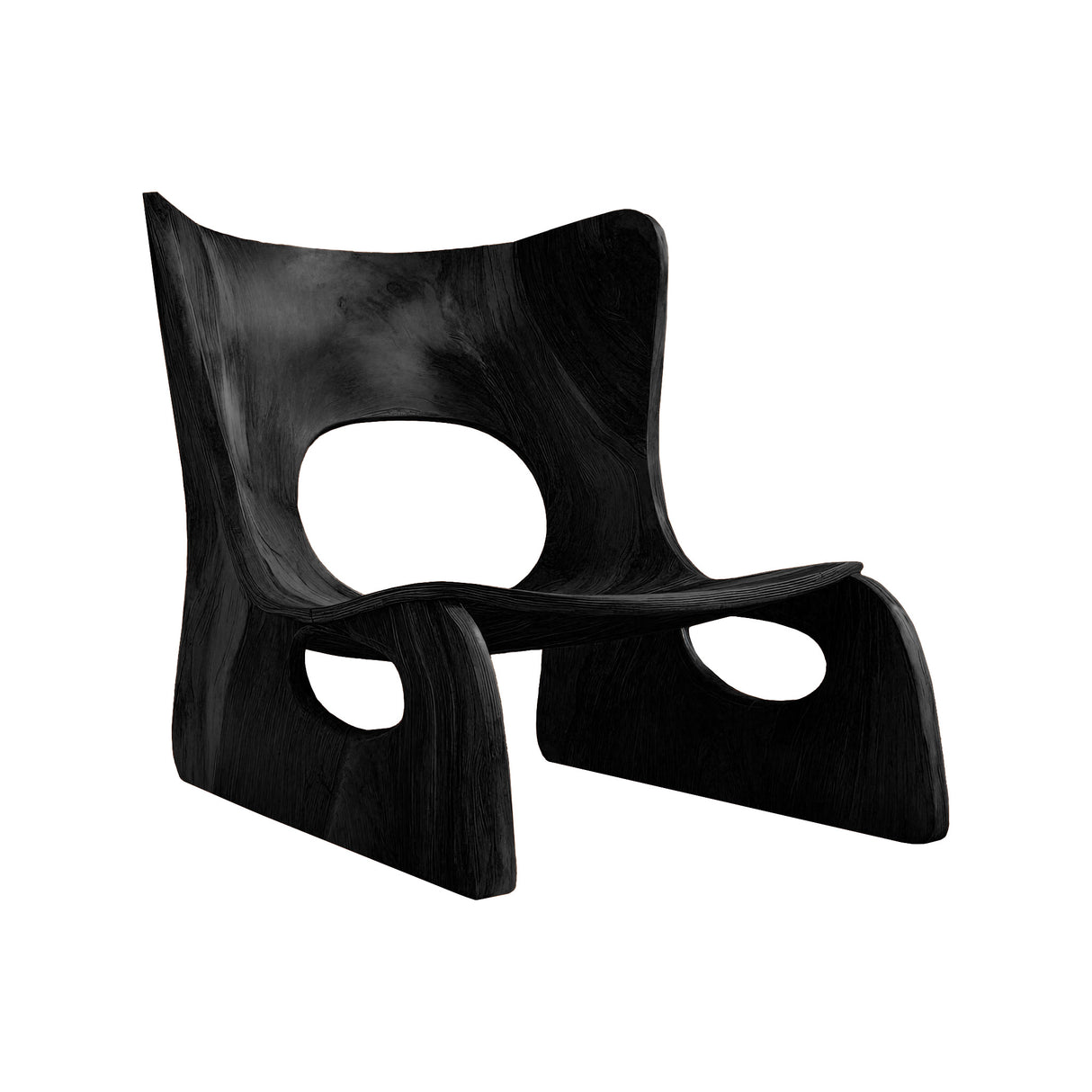 Virel Hollow Sculpted Solid Wood Lounge Chair Black - Timberustic Lounge Chair
