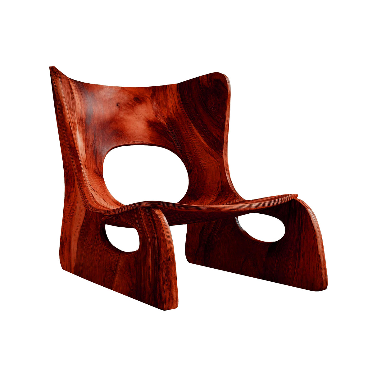 Virel Hollow Sculpted Solid Wood Lounge Chair Mahogany - Timberustic Lounge Chair