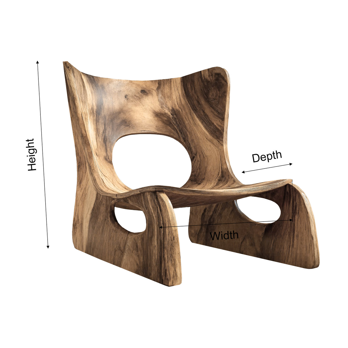 Virel Hollow Sculpted Solid Wood Lounge Chair - Timberustic Lounge Chair