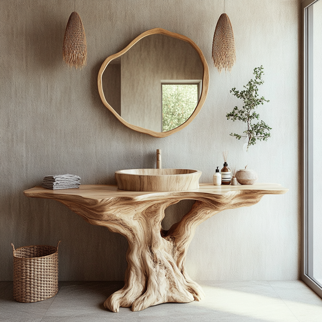 Virel Rootform Solid Wood Freestanding Bathroom Vanity - Timberustic Freestanding Bathroom Vanity