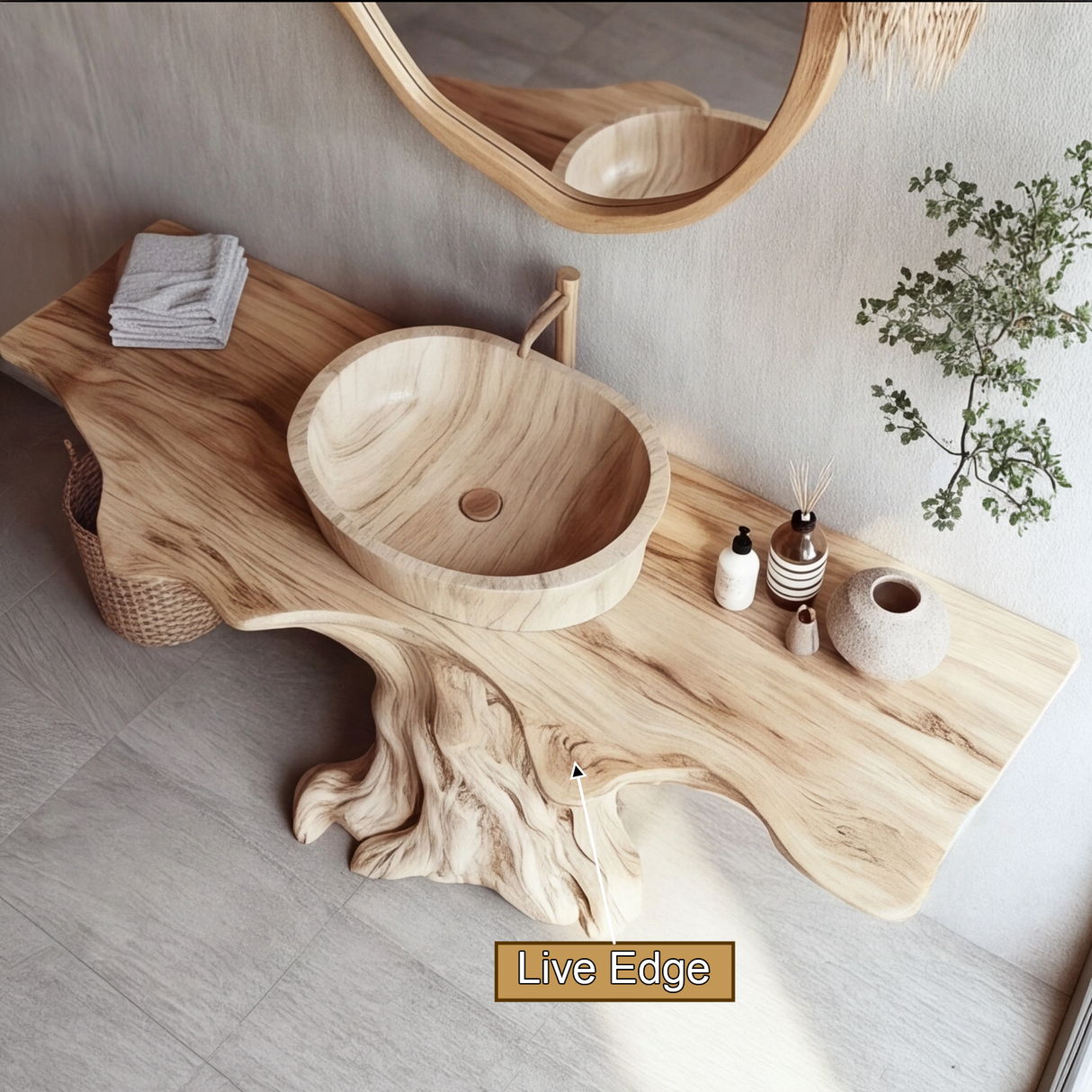 Virel Rootform Solid Wood Freestanding Bathroom Vanity - Timberustic Freestanding Bathroom Vanity