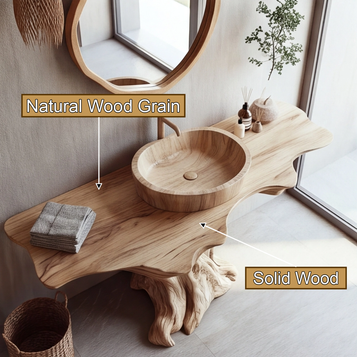 Virel Rootform Solid Wood Freestanding Bathroom Vanity - Timberustic Freestanding Bathroom Vanity