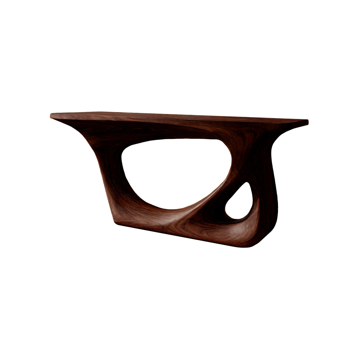 Virel Sculpted Solid Wood Console Table Dark Walnut - Timberustic Console Table
