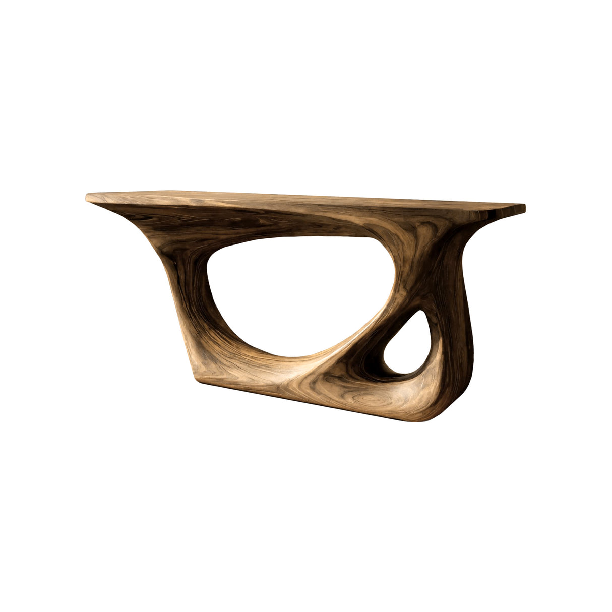 Virel Sculpted Solid Wood Console Table Natural Oak - Timberustic Console Table