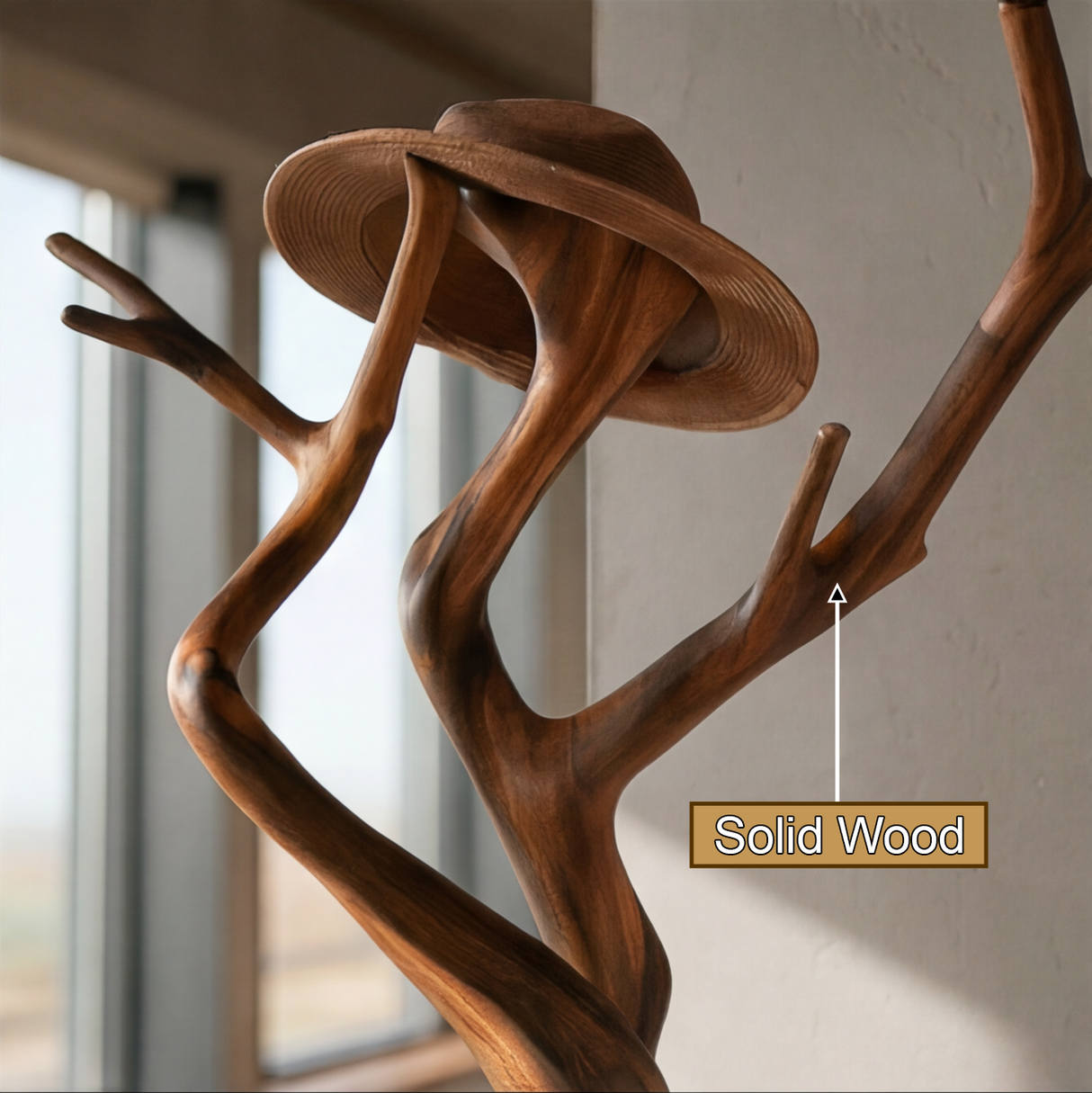 Virelden Sculpted Solid Wood Tree Coat Rack - Timberustic Tree Coat Rack