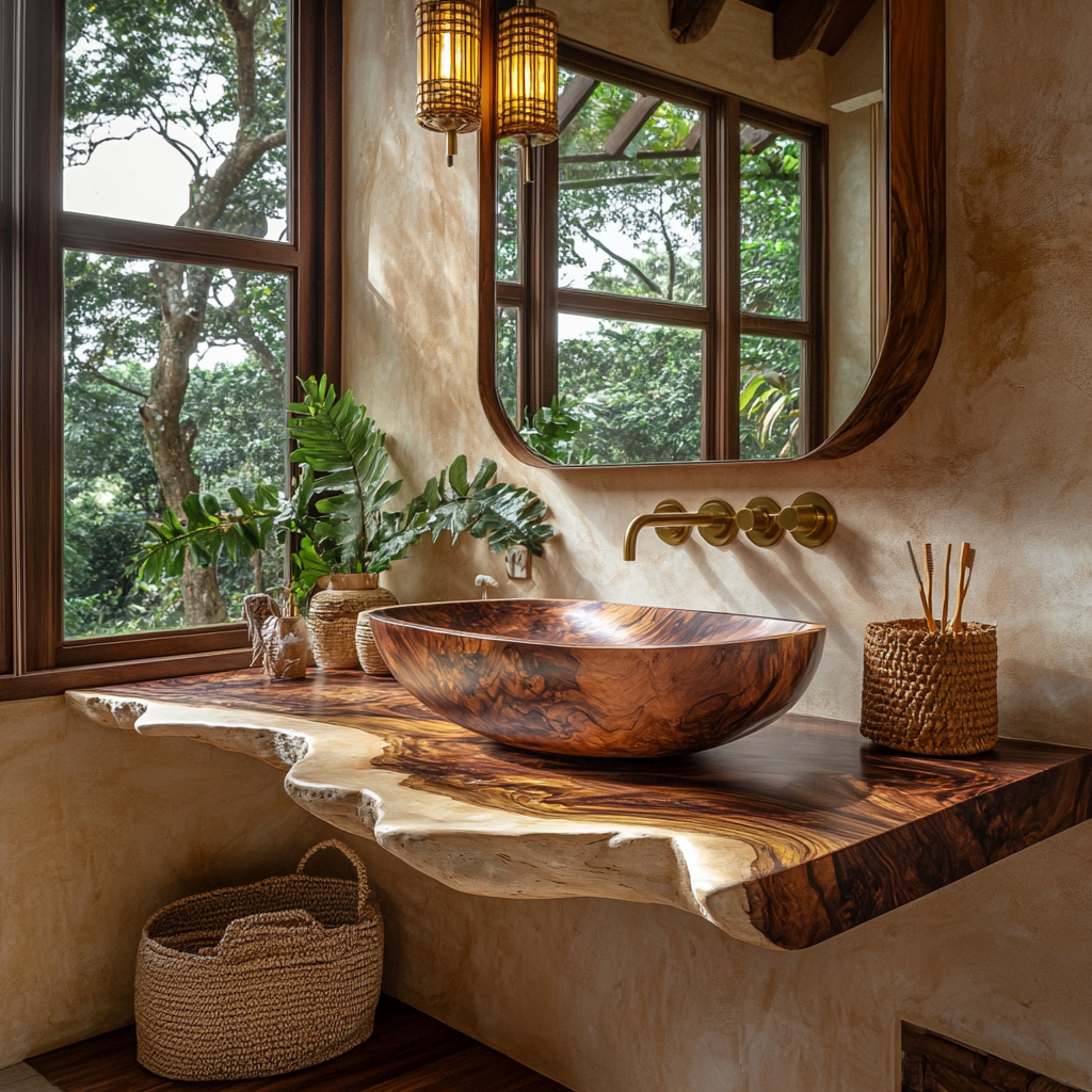 Virella Live Edge Solid Wood Floating Bathroom Vanity SPA128587 - Timberustic Floating Bathroom Vanity