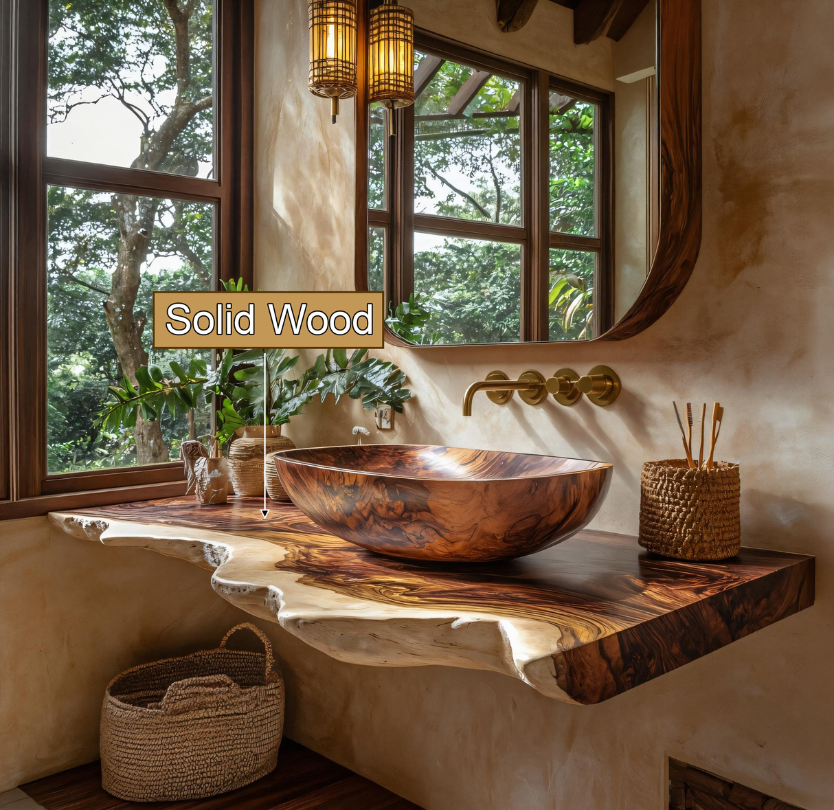 Virella Live Edge Solid Wood Floating Bathroom Vanity SPA128587 - Timberustic Floating Bathroom Vanity