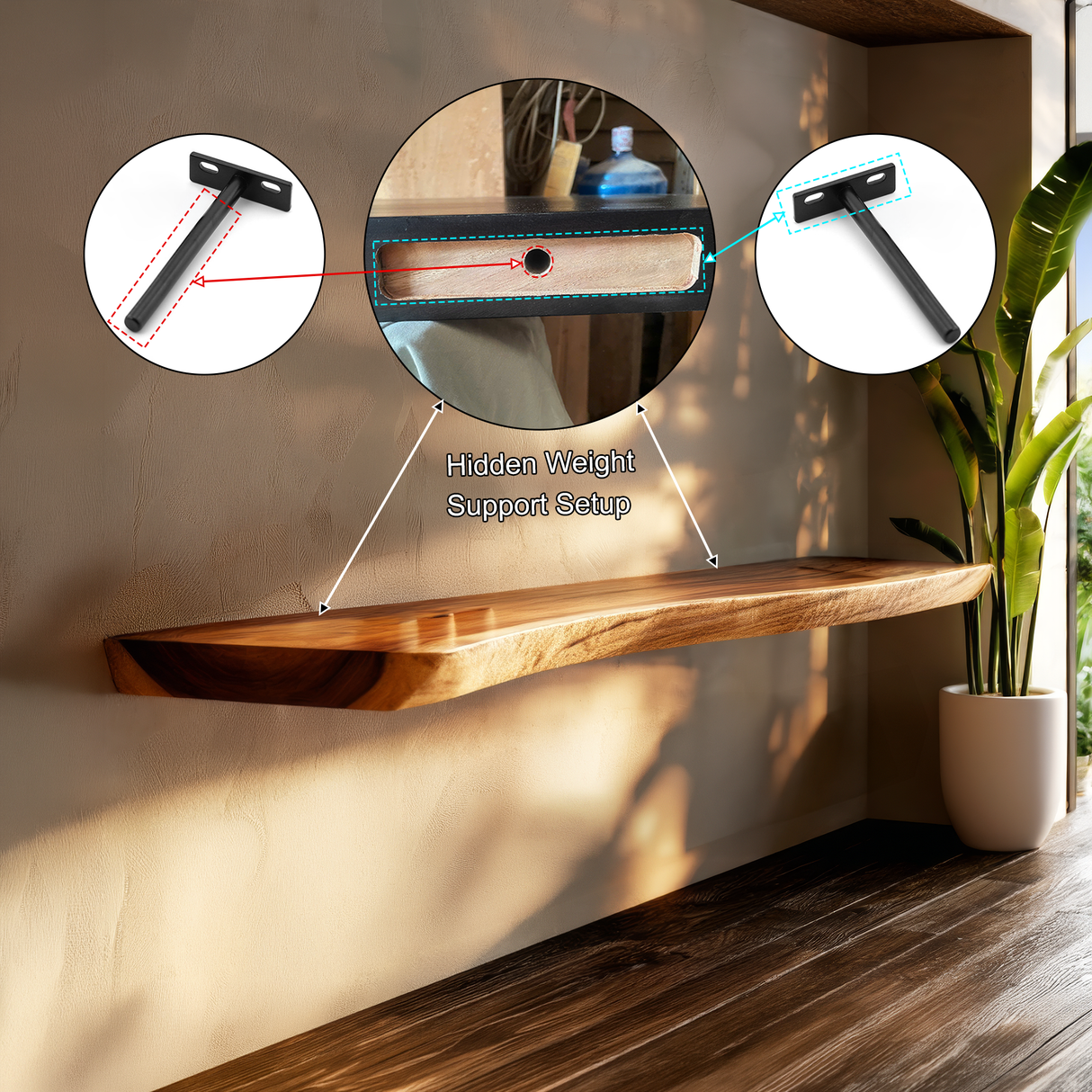 Virella Live Edge Solid Wood Floating Shelf SPA365792 - Timberustic Floating Shelf