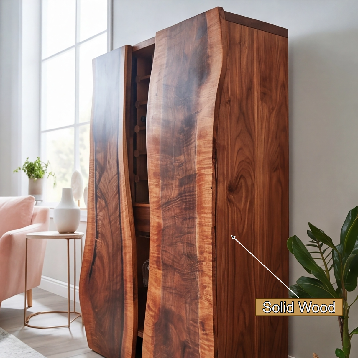 Virellan Handcrafted Solid Wood Bar Cabinet