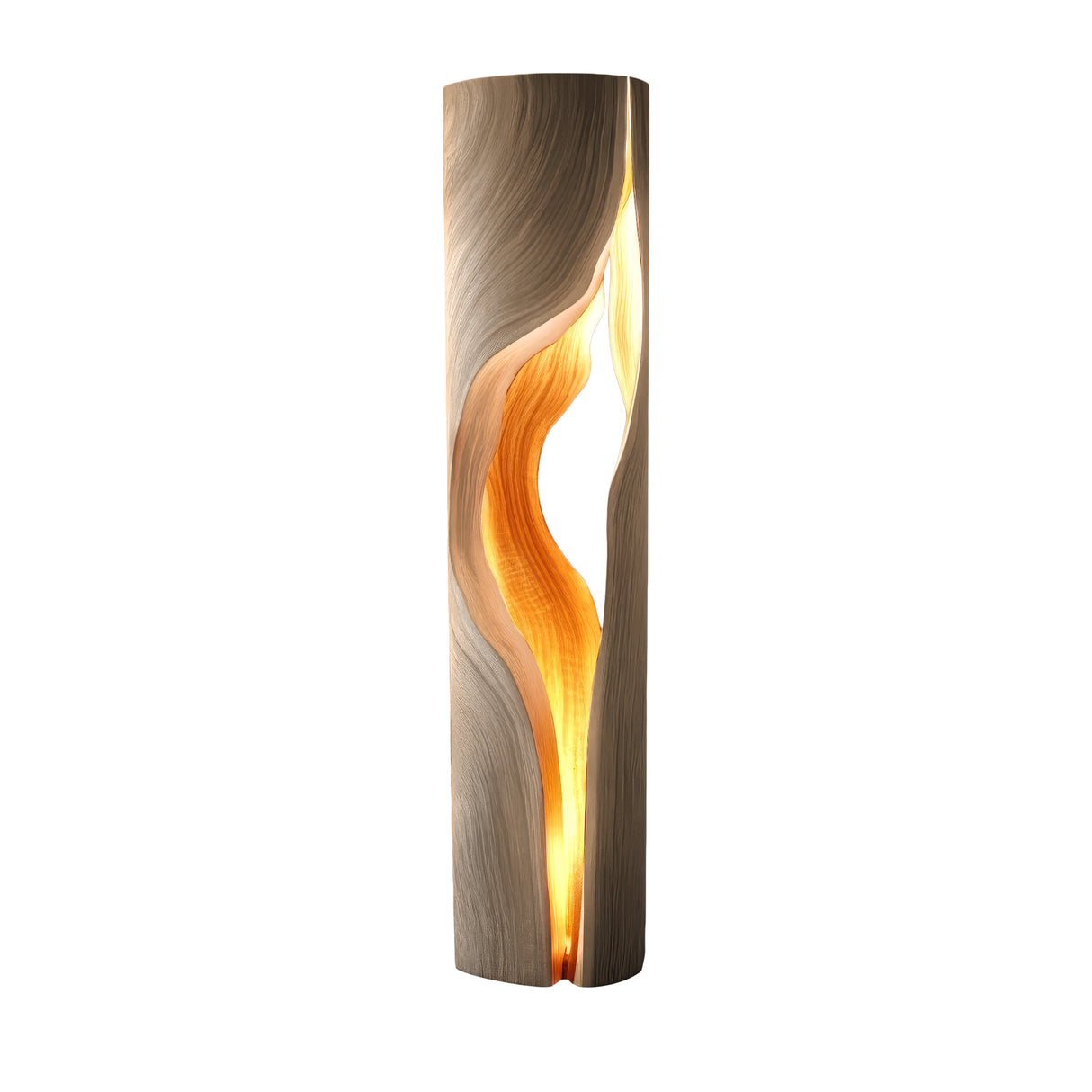 Virellis Sculpted Wave Integrated LED Wood Floor Lamp Natural Oak - Timberustic Floor Lamp