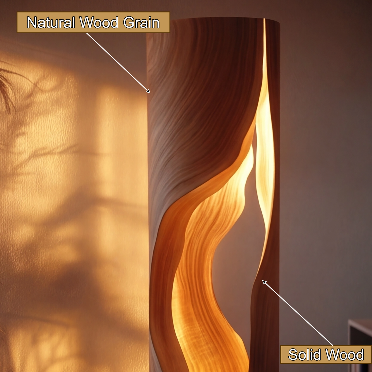 Virellis Sculpted Wave Integrated LED Wood Floor Lamp - Timberustic Floor Lamp