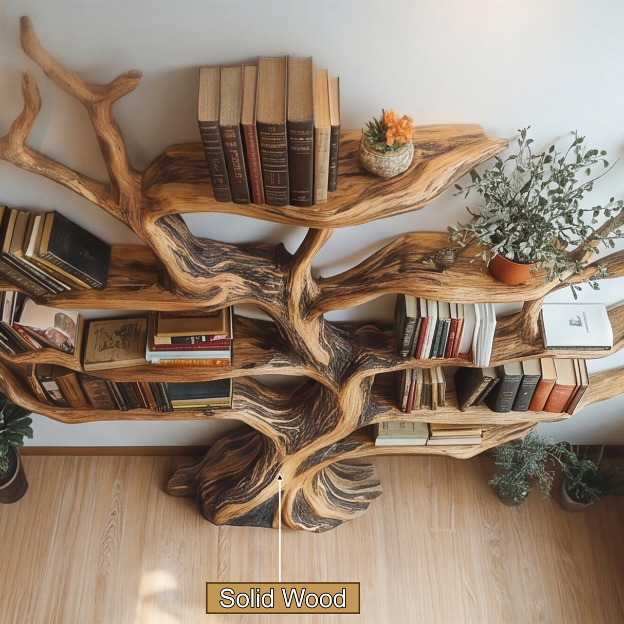 Virelthorn Sculpted Solid Wood Tree Bookshelf - Timberustic Tree Bookshelf