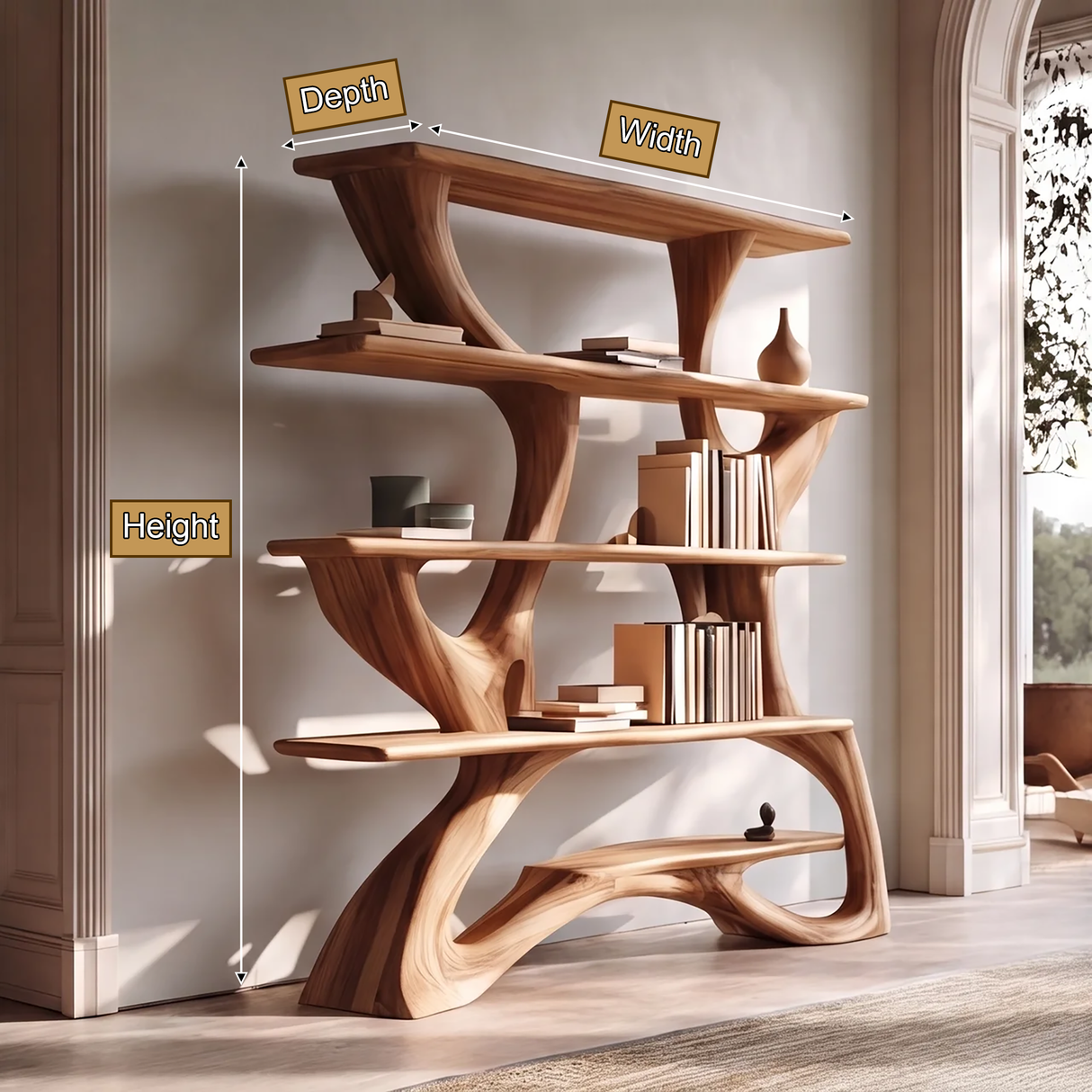 Virelune Handcrafted Solid Wood Bookshelf