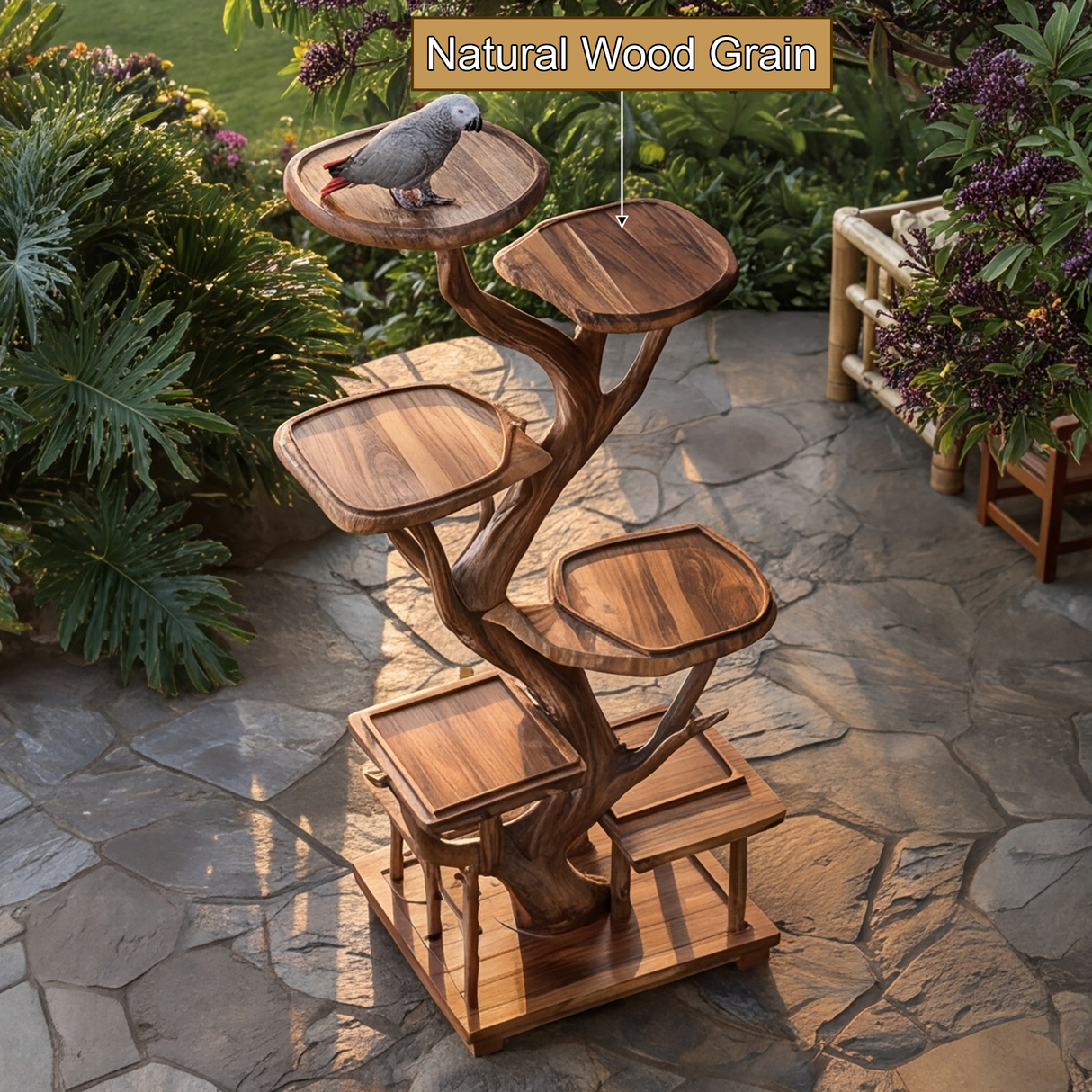 Virelwood Handcrafted Tree Branch Parrot Stand SPA273500 - Timberustic Tree Branch Parrot Stand