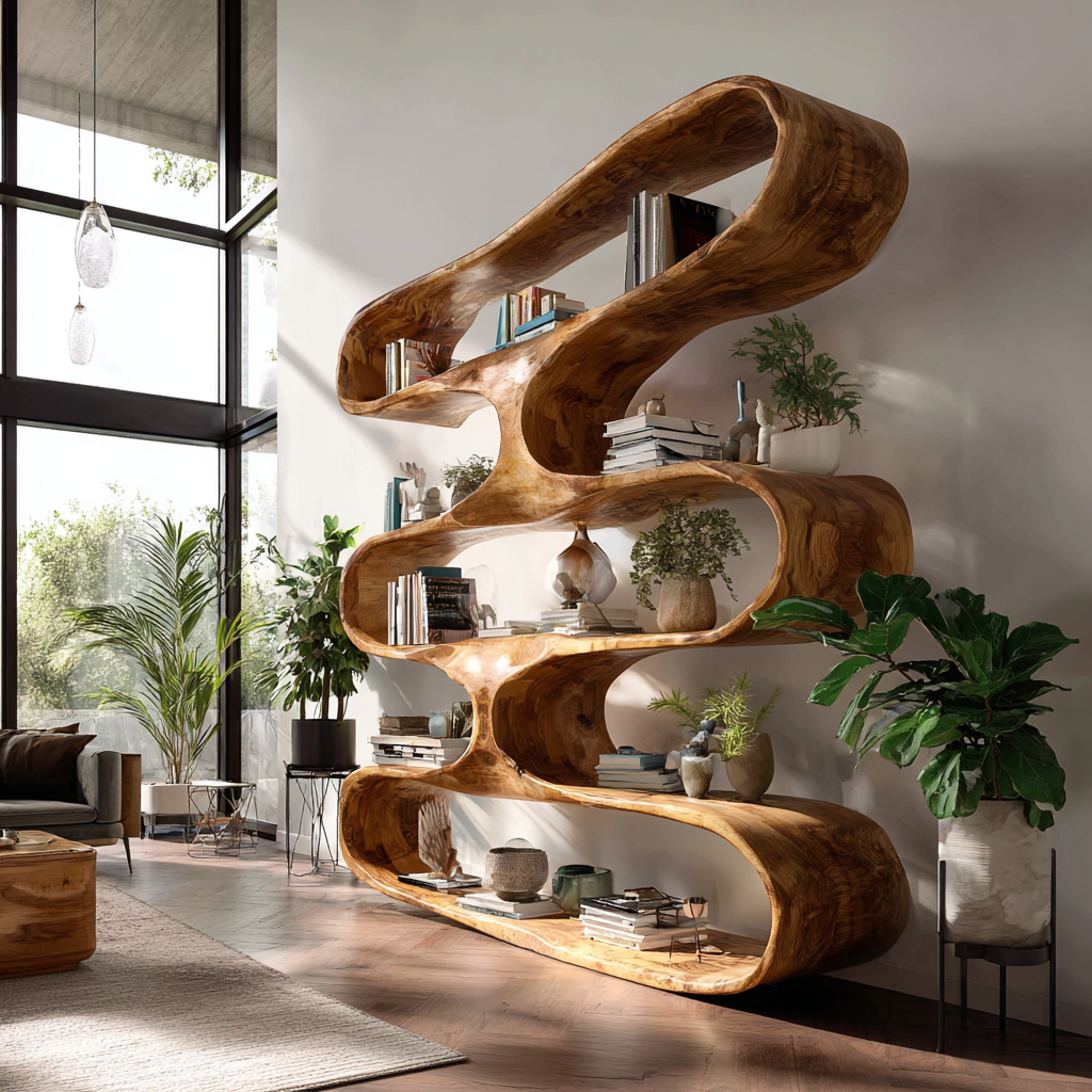 Vireon Sculpted Solid Wood Decorative Bookshelf - Timberustic Decorative Bookshelf