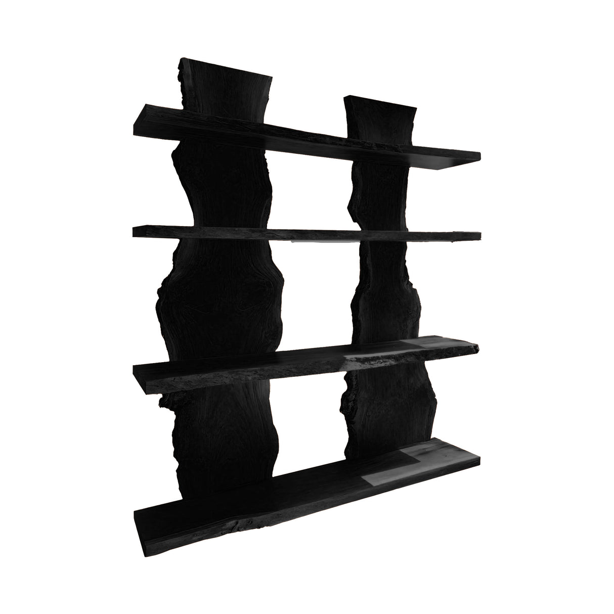 Vireon Slab Spine Solid Wood Bookshelf Black - Timberustic Floating Bookshelf