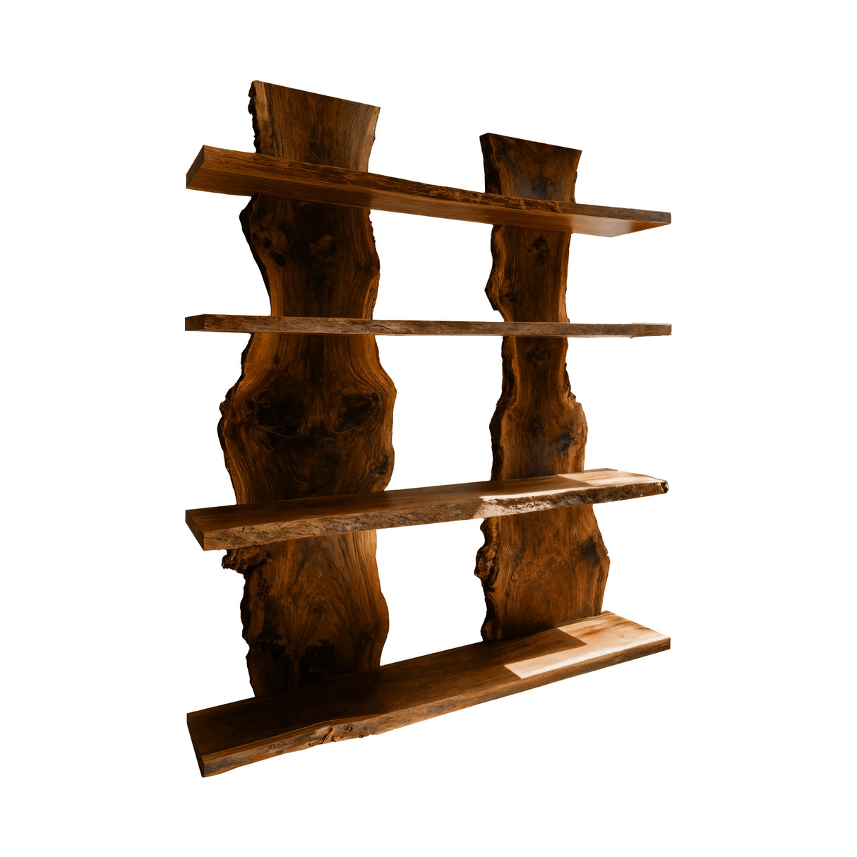 Vireon Slab Spine Solid Wood Bookshelf Brown - Timberustic Floating Bookshelf