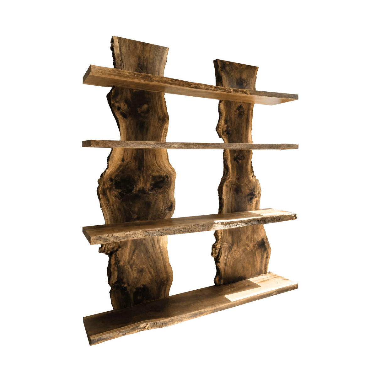 Vireon Slab Spine Solid Wood Bookshelf Natural Oak - Timberustic Floating Bookshelf
