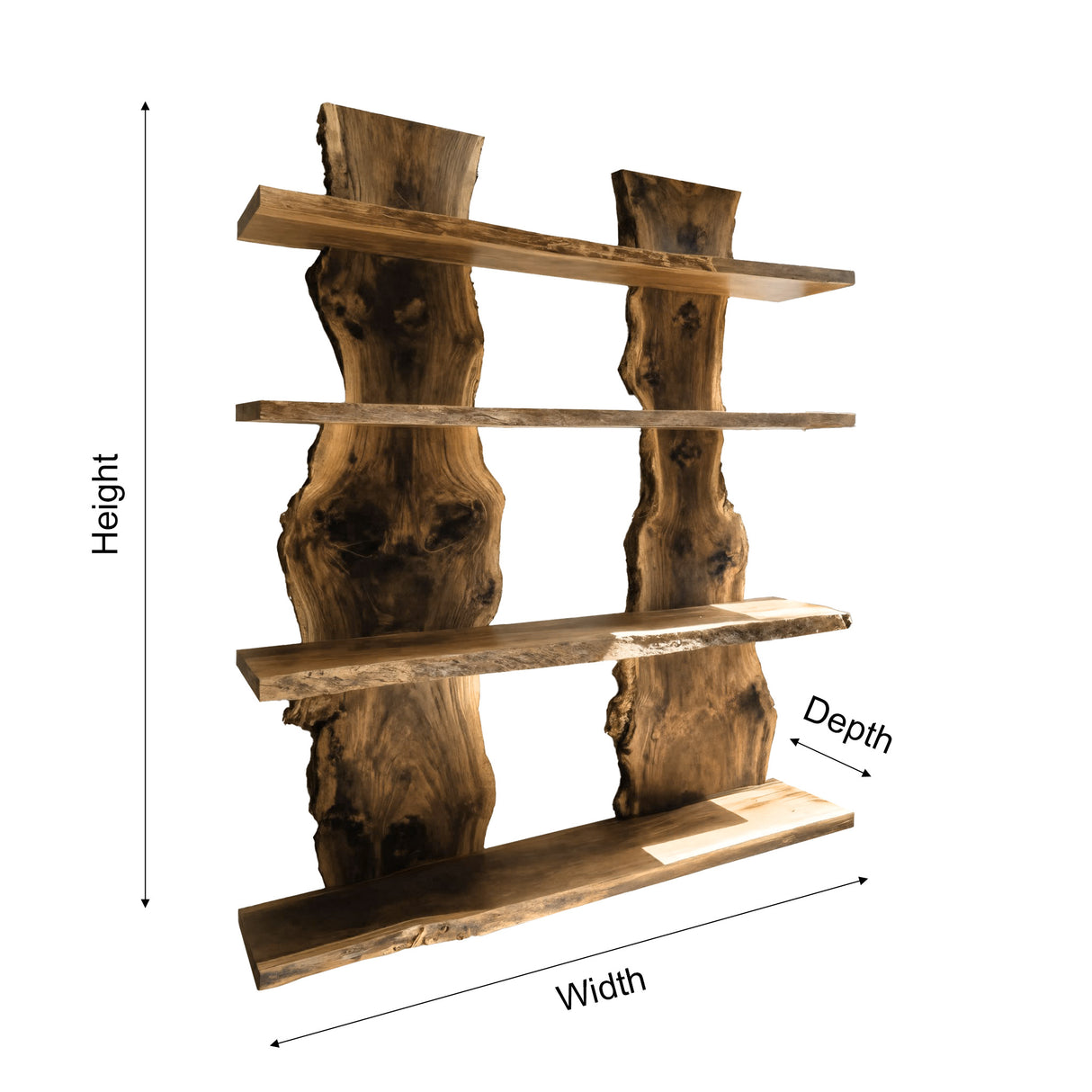 Vireon Slab Spine Solid Wood Bookshelf - Timberustic Floating Bookshelf