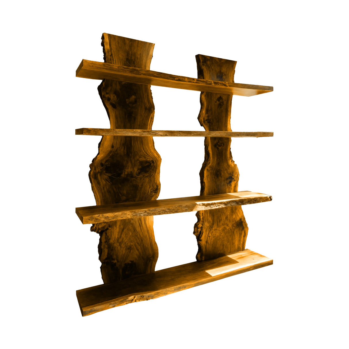 Vireon Slab Spine Solid Wood Bookshelf Teak - Timberustic Floating Bookshelf