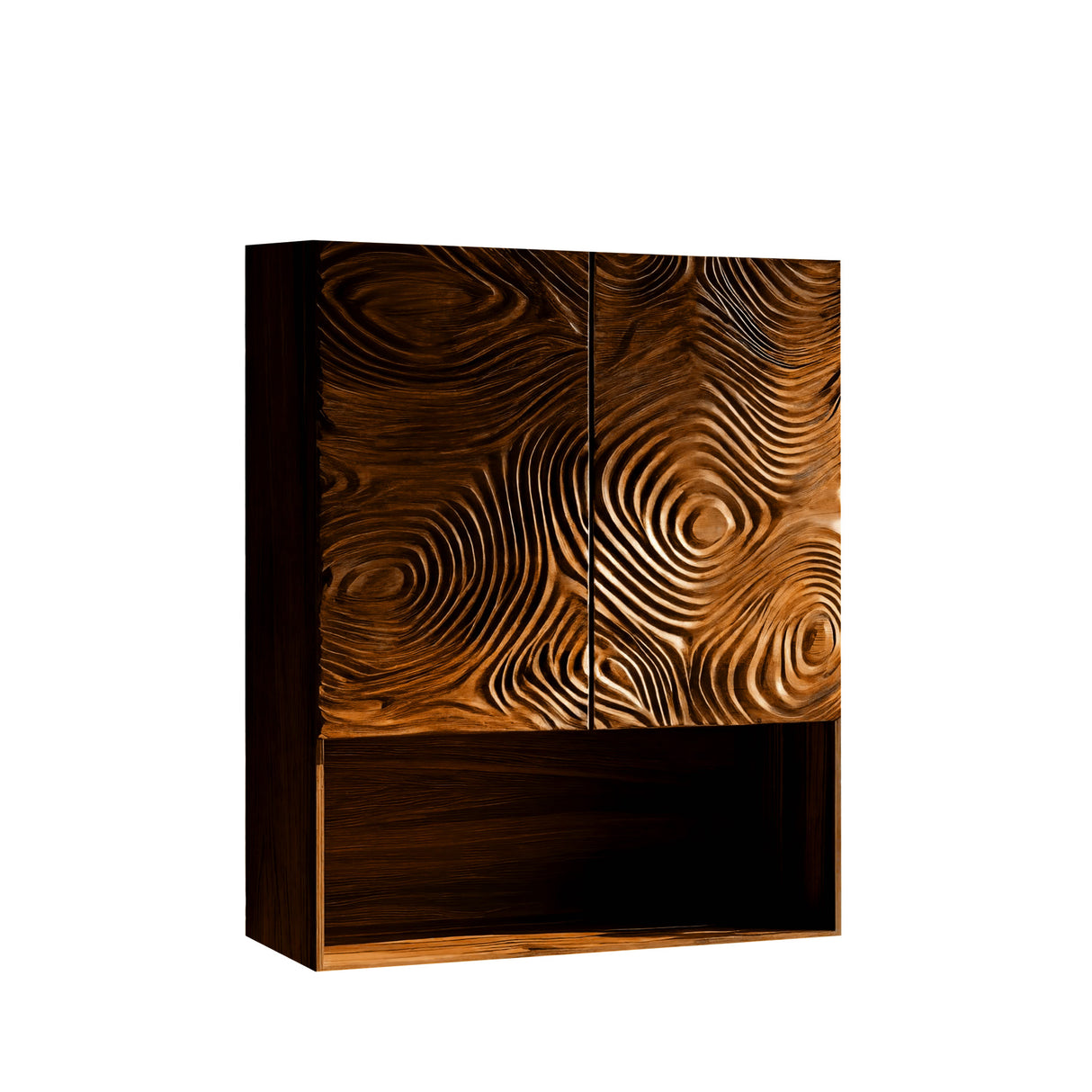 Virex Sculpted Solid Wood Floating Bathroom Cabinet Brown - Timberustic Floating Bathroom Cabinet