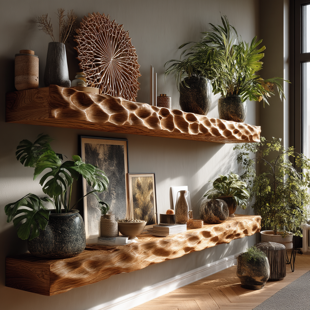 Vorenth Sculpted Solid Wood Floating Shelf SPA241358 - Timberustic Floating Shelf