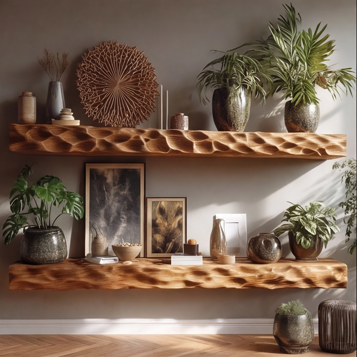 Vorenth Sculpted Solid Wood Floating Shelf SPA241358 - Timberustic Floating Shelf