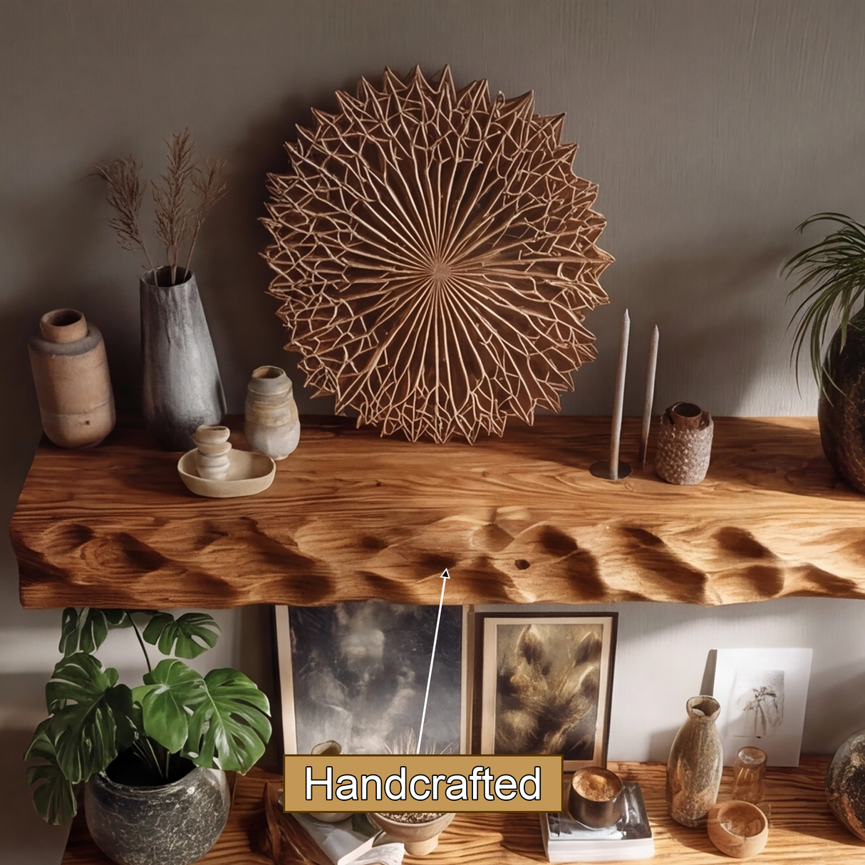 Vorenth Sculpted Solid Wood Floating Shelf SPA241358 - Timberustic Floating Shelf