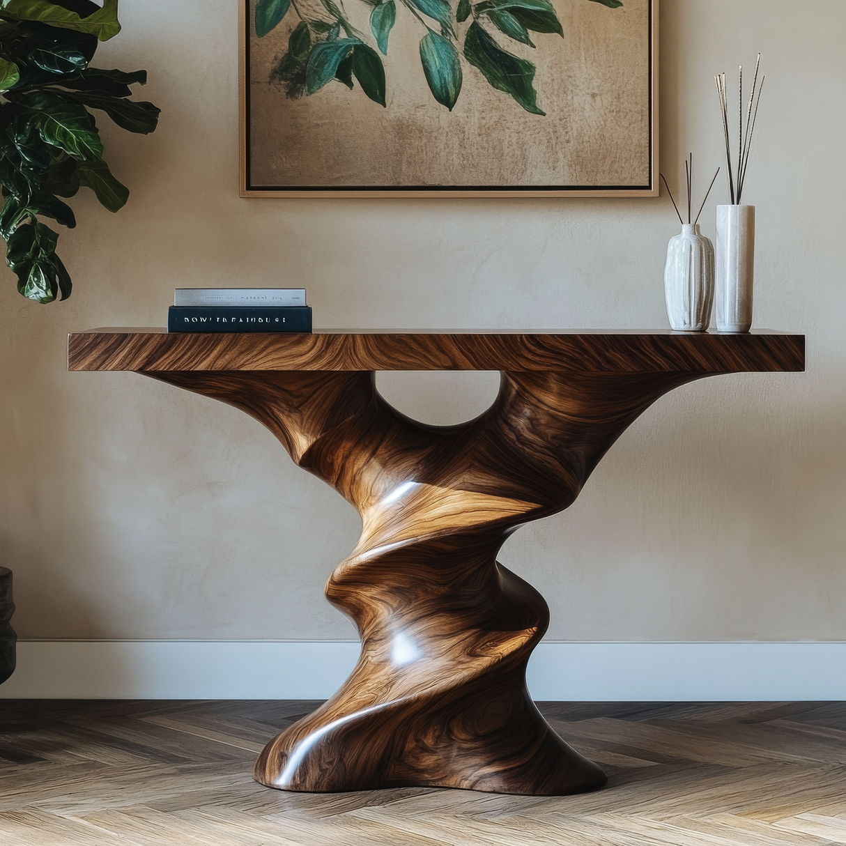 Vylaris Sculpted Solid Wood Console Table - Timberustic Console Table